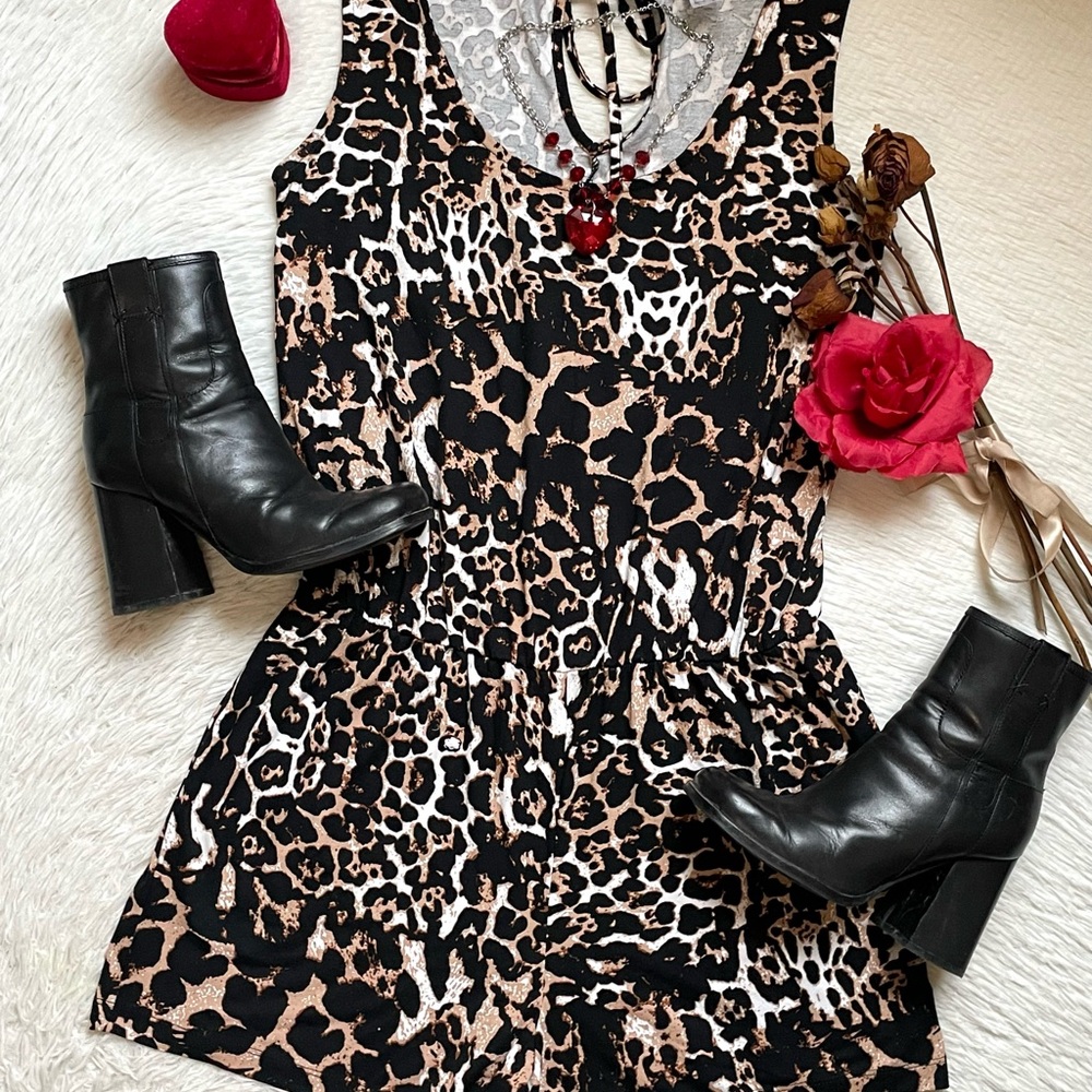 VENUS animal print black and brown sleeveless romper - Picture 6 of 11